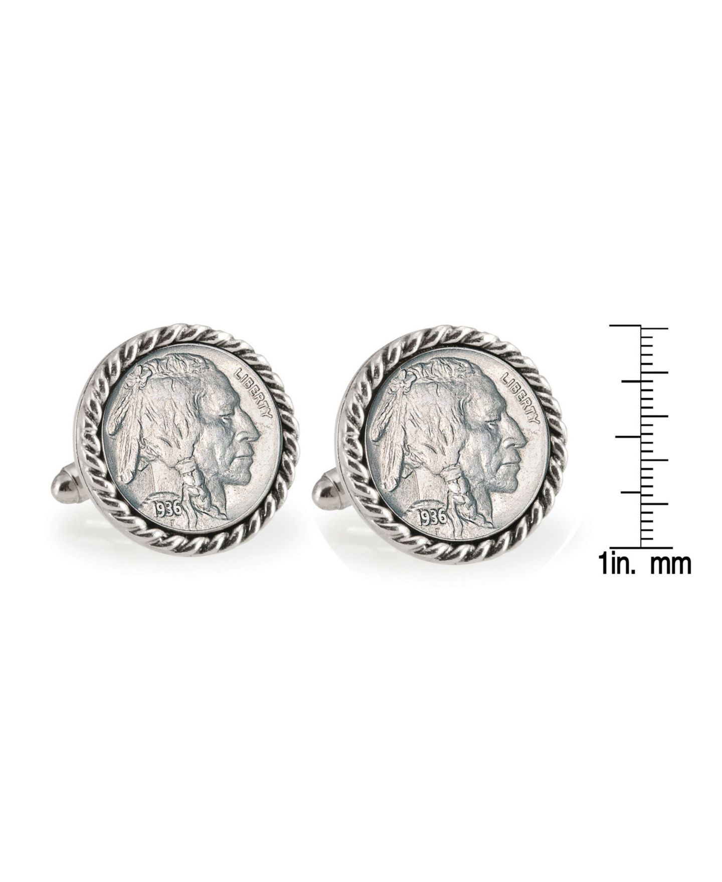 Мужские запонки American Coin Treasures Buffalo Nickel Rope Bezel Coin Cuff Links — фото 2