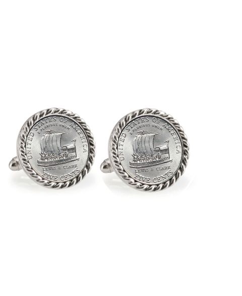 Мужские запонки American Coin Treasures 2004 Keelboat Rope Bezel Coin Cuff Links