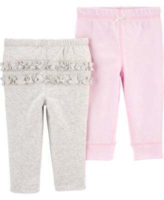 Photo 1 of carter's Newborn 2-Pack Cotton Pants in Pink/Grey
