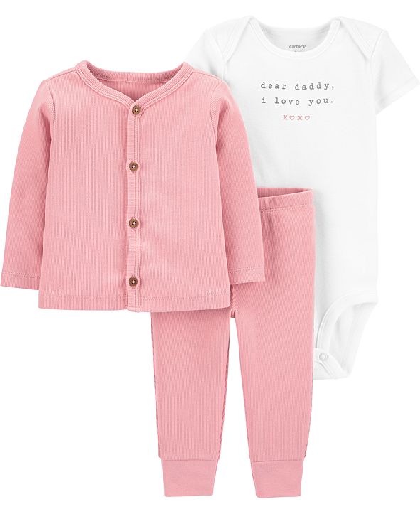 Carter's 3pc Baby Girl Purple Hot Air Balloons Bodysuit, Cardigan and Pants Set