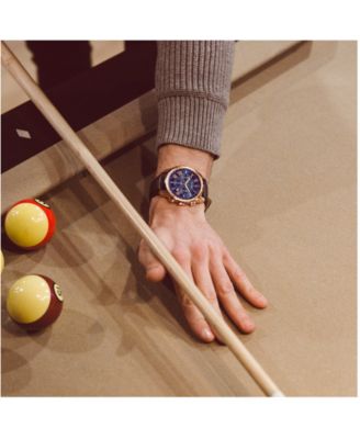 Men's Chronograph Wilton Blue Leather Strap Watch 46.5mm 