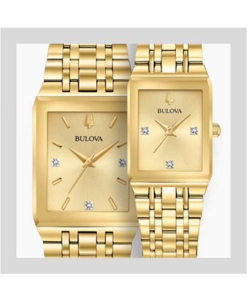 Bulova - Men's Futuro Diamond-Accent Gold-Tone Stainless Steel Bracelet Watch 30x45mm