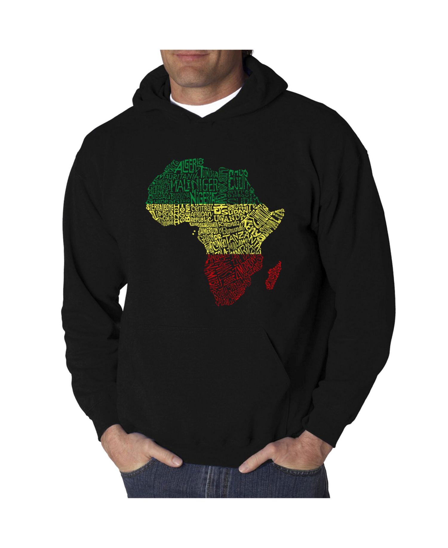 Men's Countries in Africa Word Art Hooded Sweatshirt