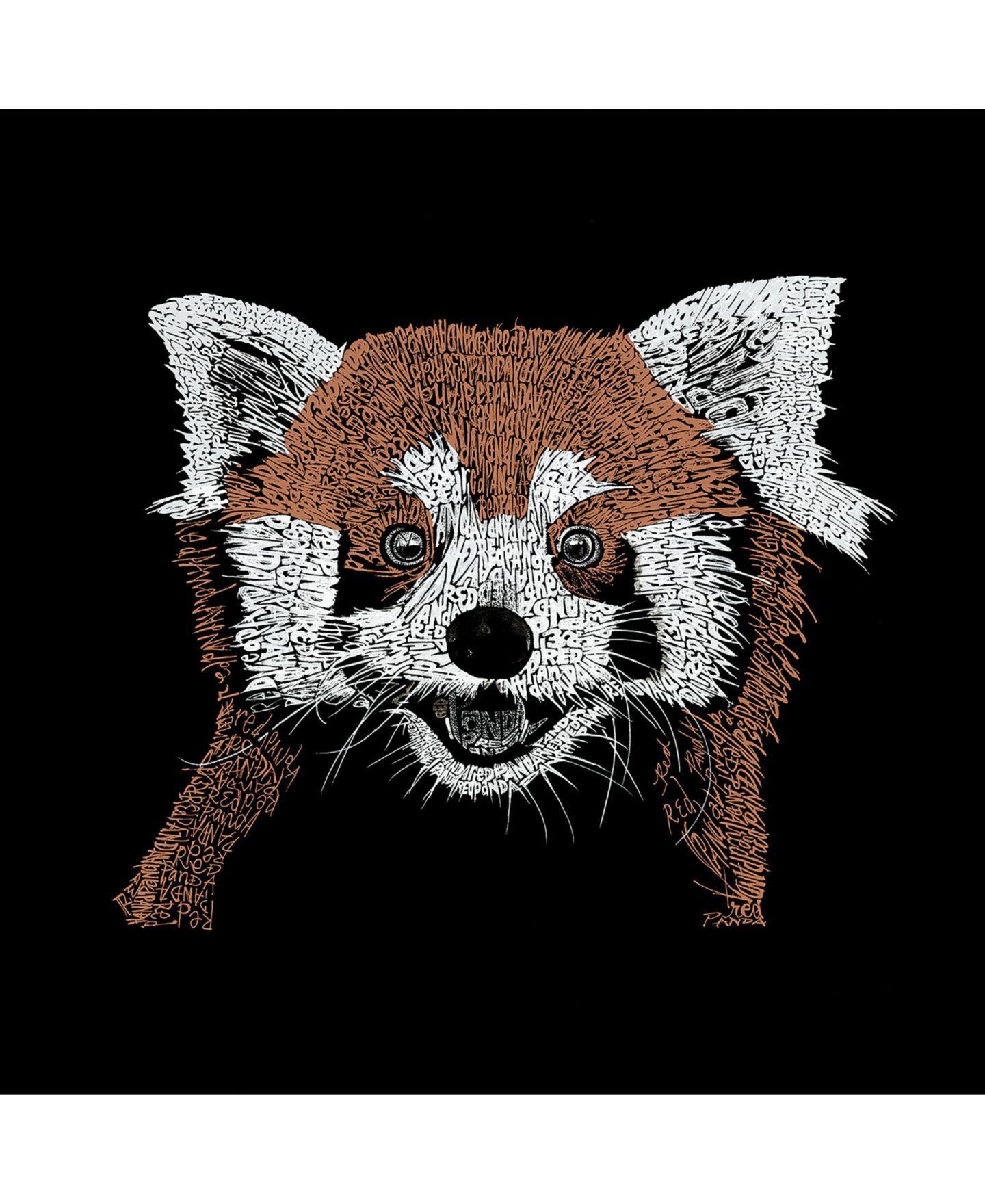 Мужское худи LA Pop Art Red Panda Word Art Hooded, цвет: Чёрный — фото 2