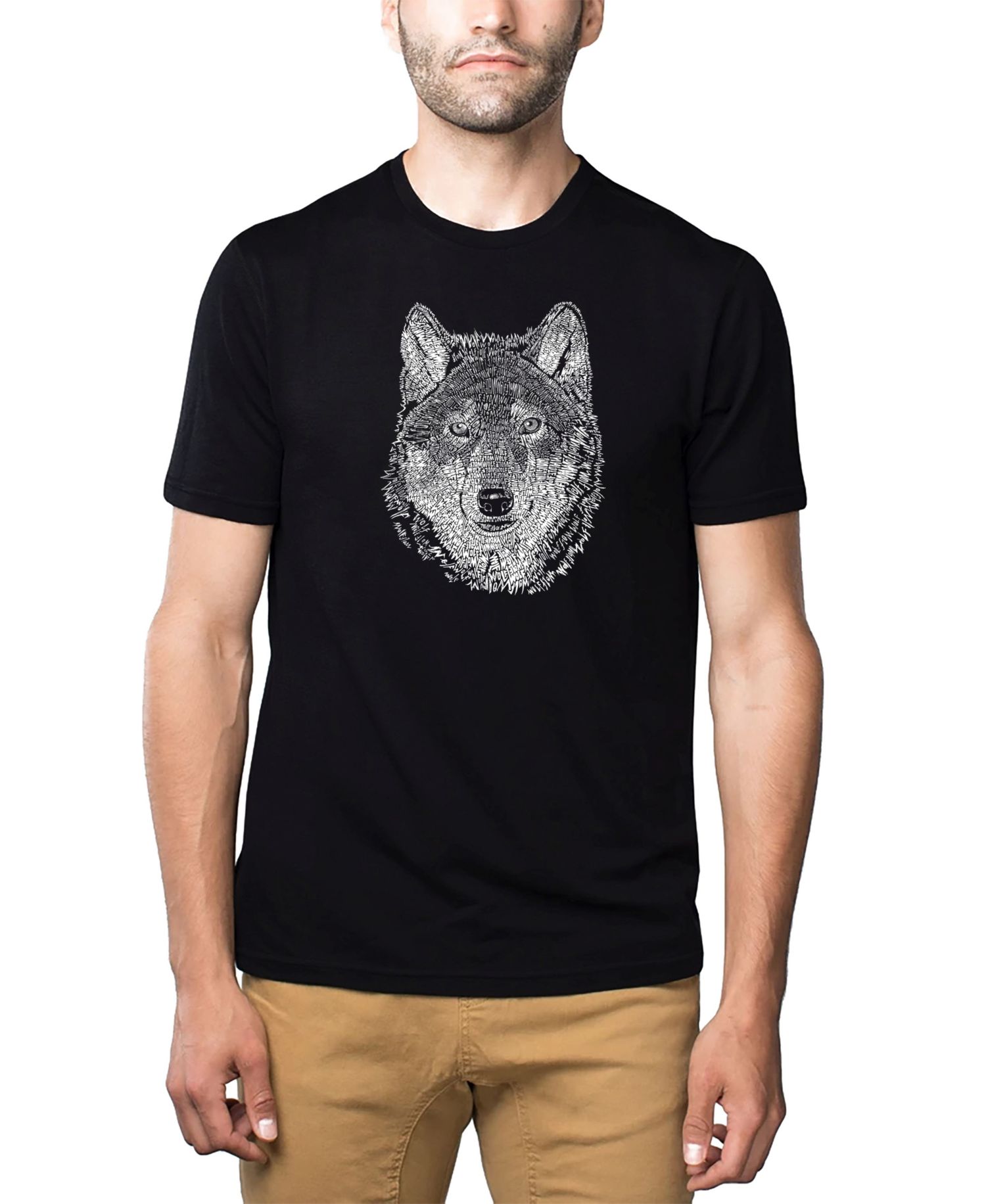 Men's Cotton/Poly Blend Word Art T-shirt - Wolf