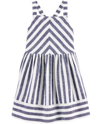 Macy's blue and white striped dress best sale