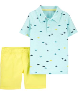 Toddler Boys 2-Piece Preppy Knit Polo & Shorts Set