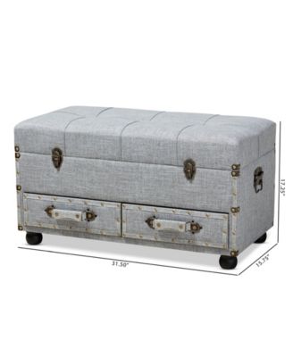 Flynn Modern Transitional Upholstered 2 Drawer Storage Trunk Ottoman