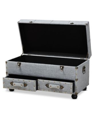 Flynn Modern Transitional Upholstered 2 Drawer Storage Trunk Ottoman