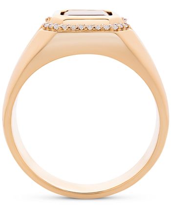 Macy's - Men's Onyx & Diamond (1/20 ct. t.w.) Ring in 14k Gold-Plated Sterling Silver