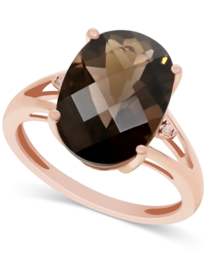 image of Smoky Quartz (5 ct. t.w.) & Diamond Accent Ring in 14k Rose Gold