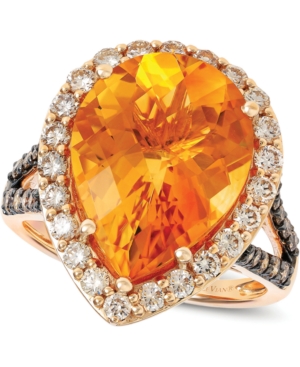 image of Le Vian Cinnamon Citrine (6-3/8 ct. t.w.) & Diamond (1 ct. t.w.) Ring in 14k Rose Gold