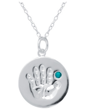 Giani Bernini Crystal Birth Month "handprint" Disc 18" Pendant In Sterling Silver, Created For Macy's In December