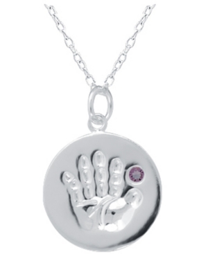 Giani Bernini Crystal Birth Month "handprint" Disc 18" Pendant In Sterling Silver, Created For Macy's In June