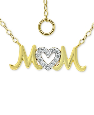 Shop Giani Bernini Cubic Zirconia "mom" Nameplate Pendant Necklace In Sterling Silver & 18k Gold-plate, 16" + 2" Extend In Twotone