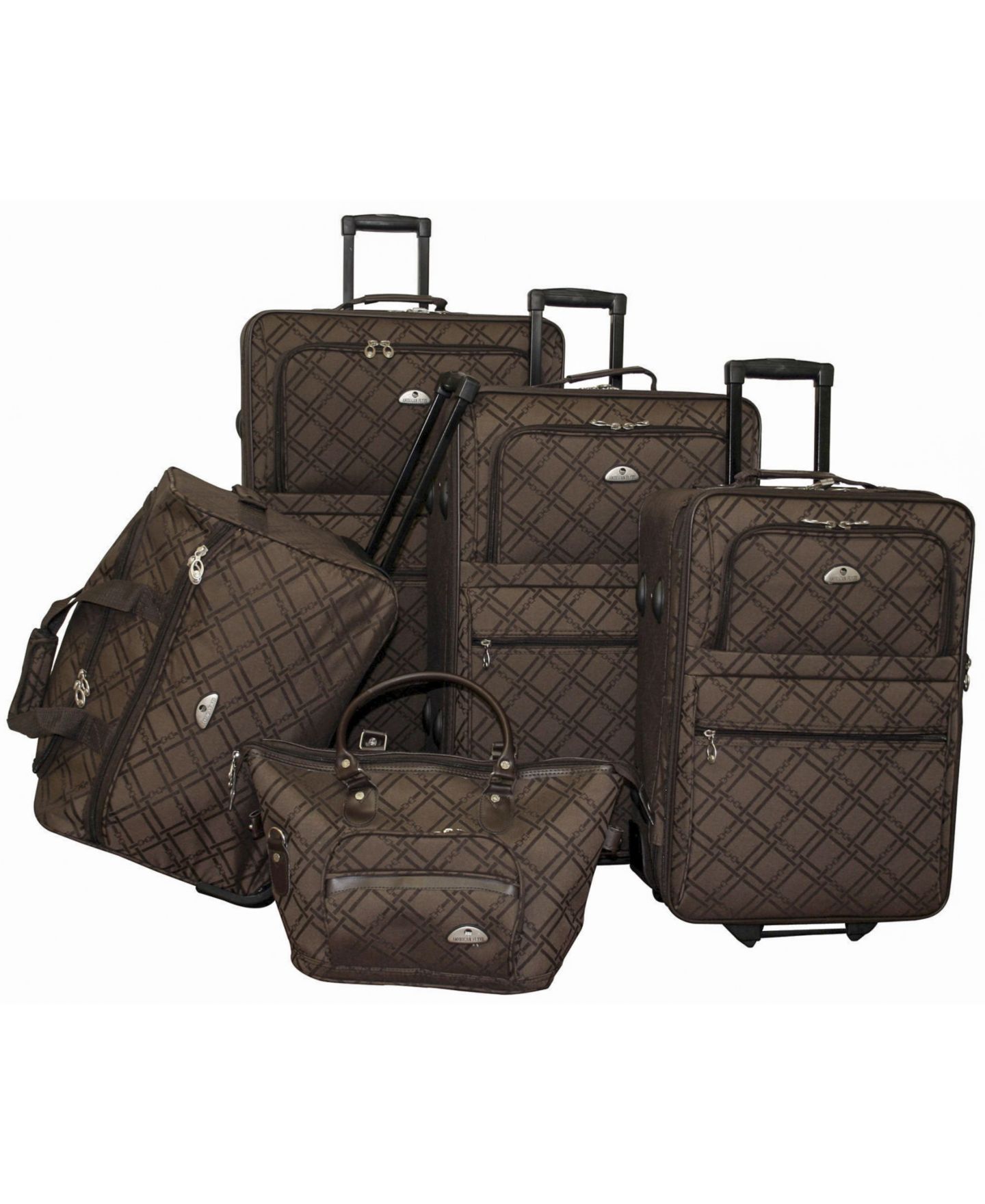 Чемоданы American Flyer Pemberly Buckles 5 Piece Luggage Set, цвет: Тёмный коричневый — фото 1