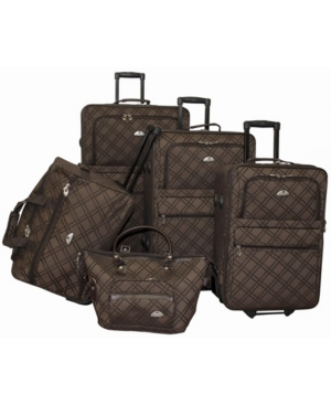Shop American Flyer Pemberly Buckles 5 Piece Luggage Set In Dark Brown