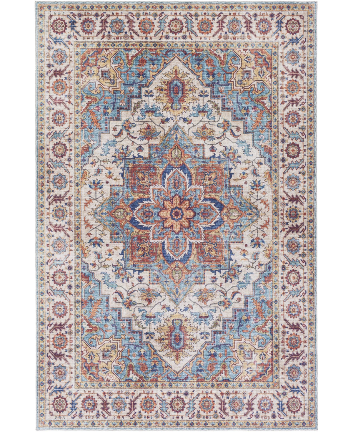 Surya Iris IRS-2301 108 x 144  Rectangle Fabric Rug in Blue/Orange/Burgundy