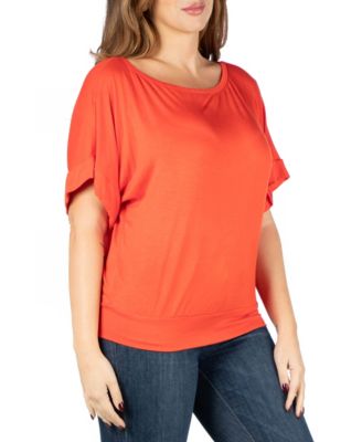 Plus Size Short Sleeve Loose Fitting Dolman Top