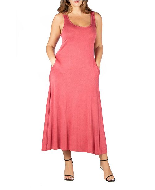 24seven Comfort Apparel Women S Plus Size Tank Maxi Dress