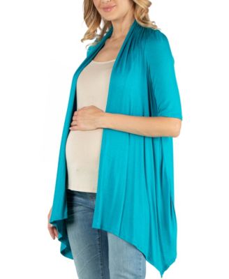 Loose Fit Open Front Maternity Cardigan with Half Sleeve