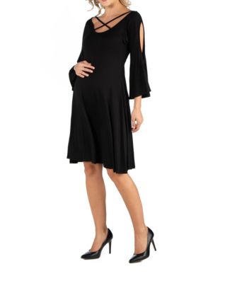 Maternity Knee Length Cold Shoulder Dress