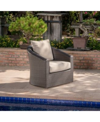 Darius Outdoor Framed Swivel Club Chair with Cushions