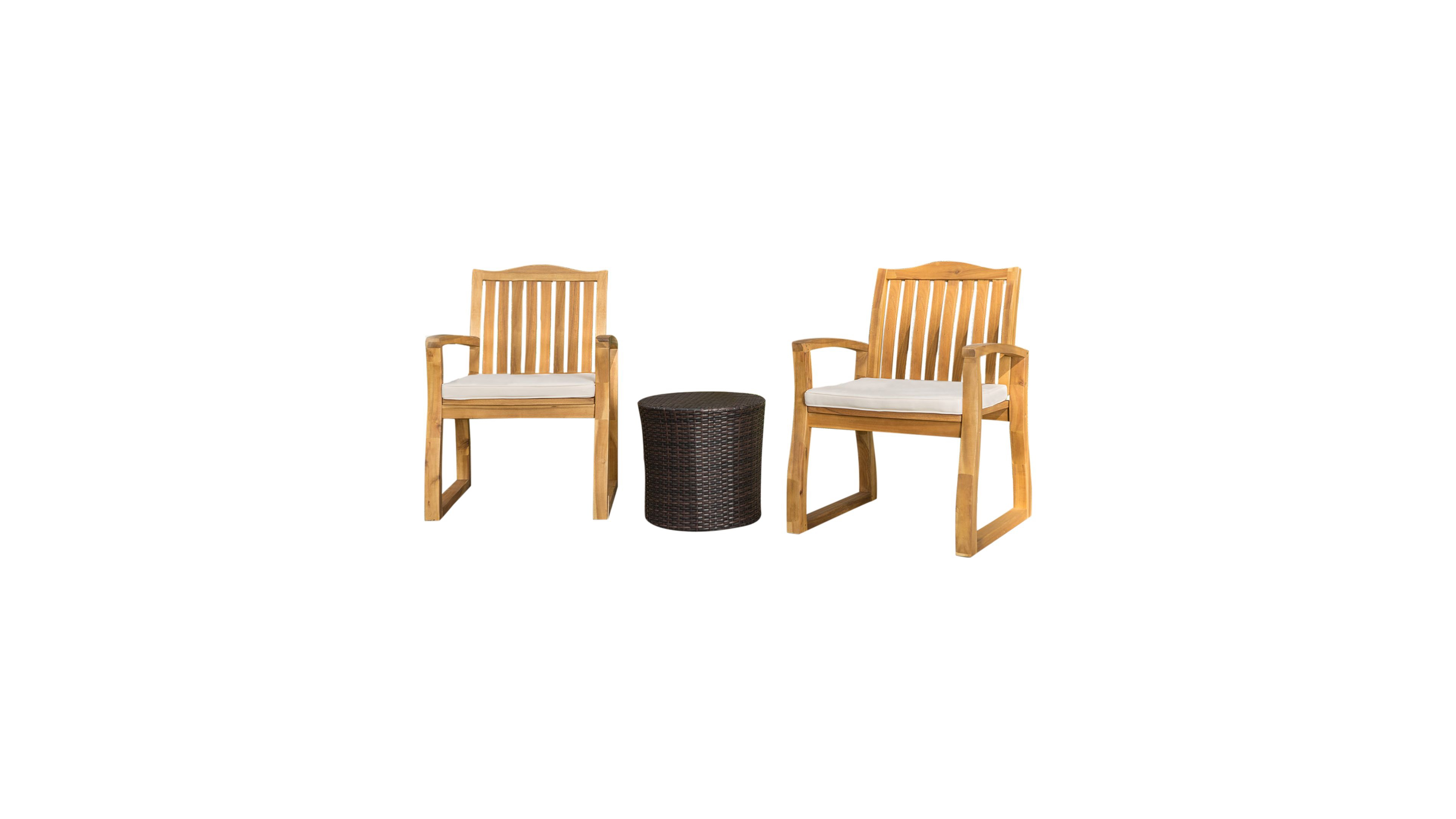 Noble House Tampa Outdoor 3 Piece Chat Set with Round Table