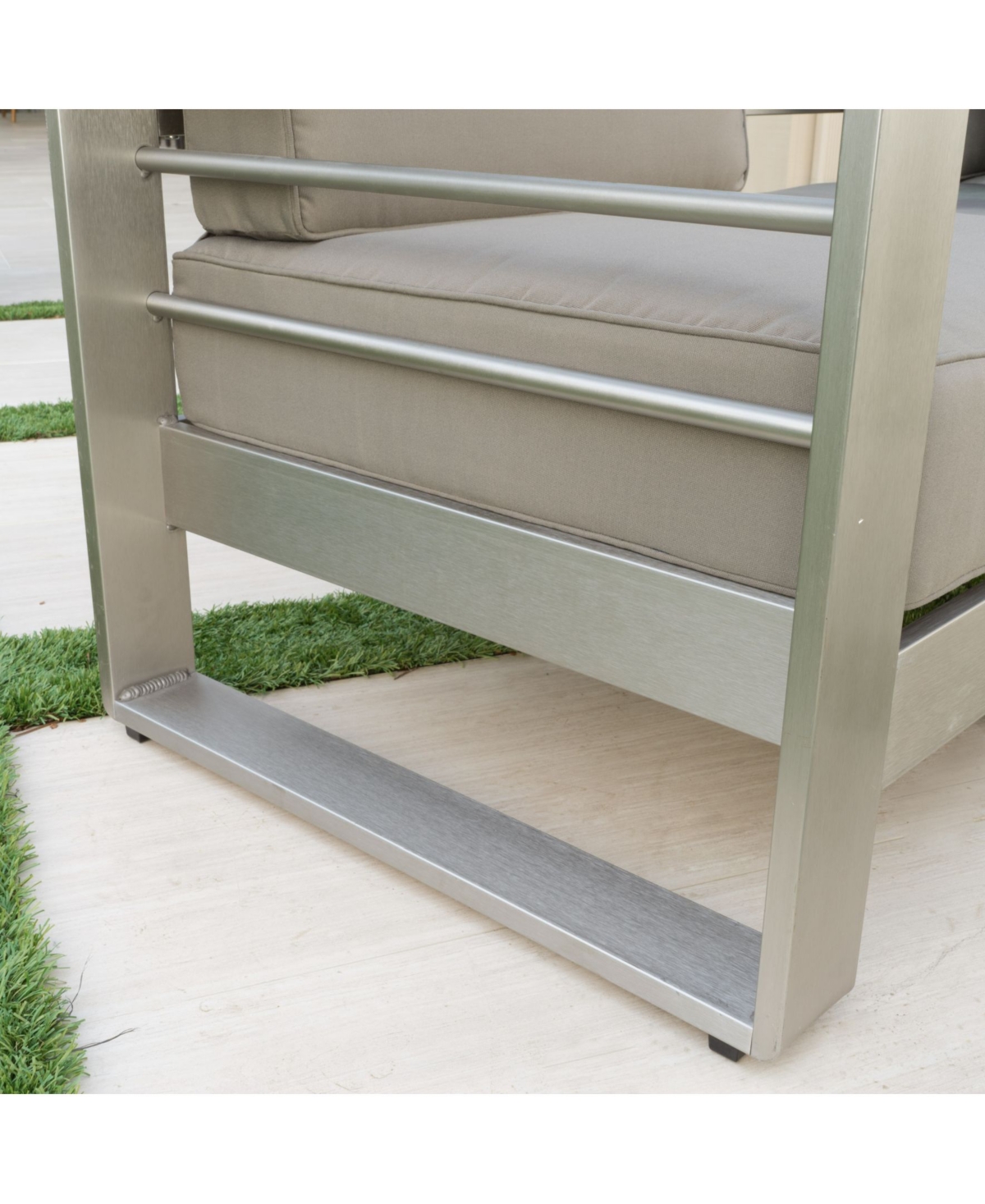 Noble House Cape Coral Outdoor Loveseat Sofa with Tray