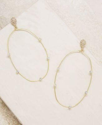 Delicate Crystal Large Oval Hoop Women's Earrings