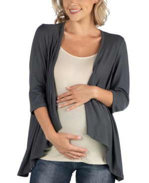 24seven Comfort Apparel Elbow Length Sleeve Maternity Open Cardigan