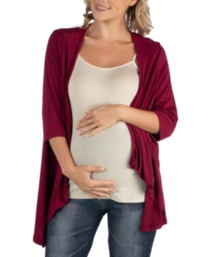 24seven Comfort Apparel Elbow Length Sleeve Maternity Open Cardigan