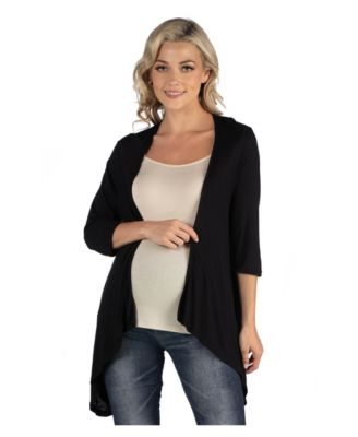 Elbow Length Sleeve Maternity Open Cardigan