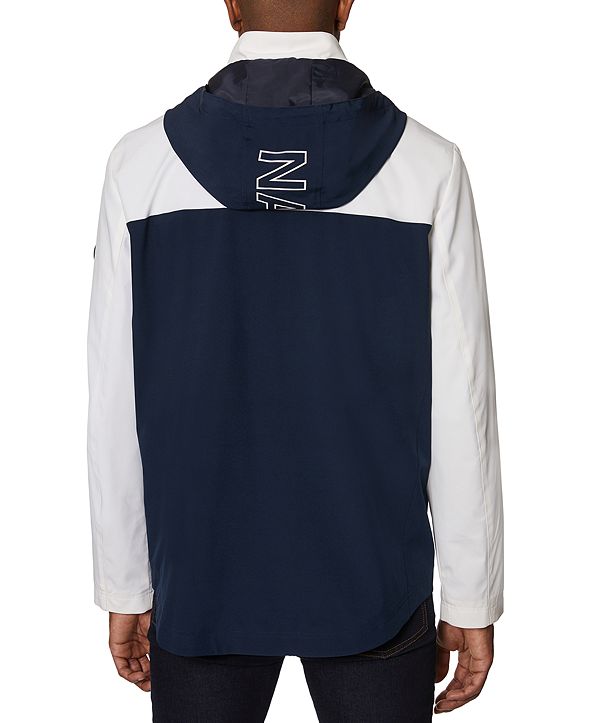 Nautica Men's Colorblock Lightweight Hooded Jacket Orange Size Large