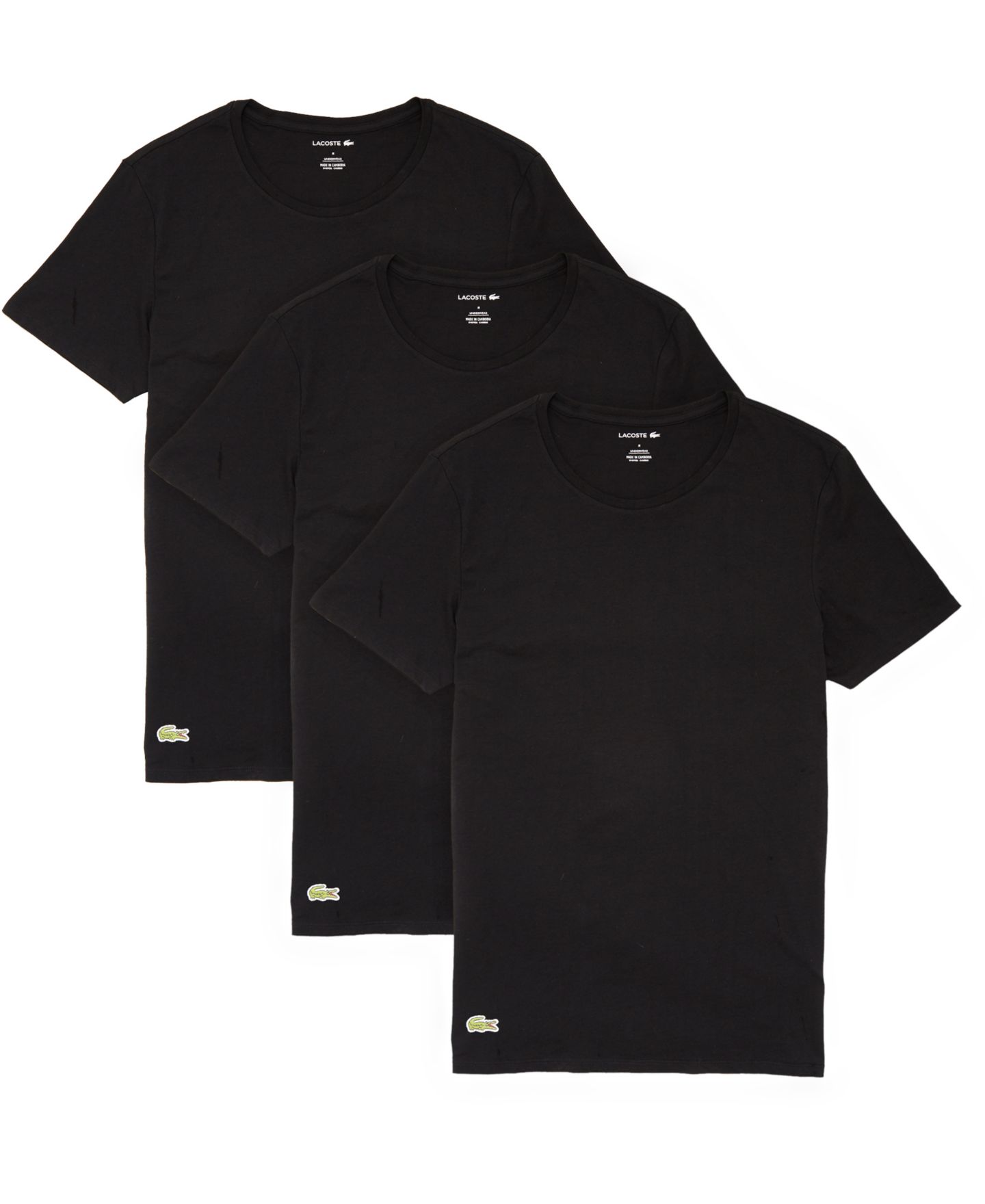 Бельё Undershirts для мужчин, круглый вырез, хлопок, 3 шт. — Lacoste, цвет: Чёрный — фото 1