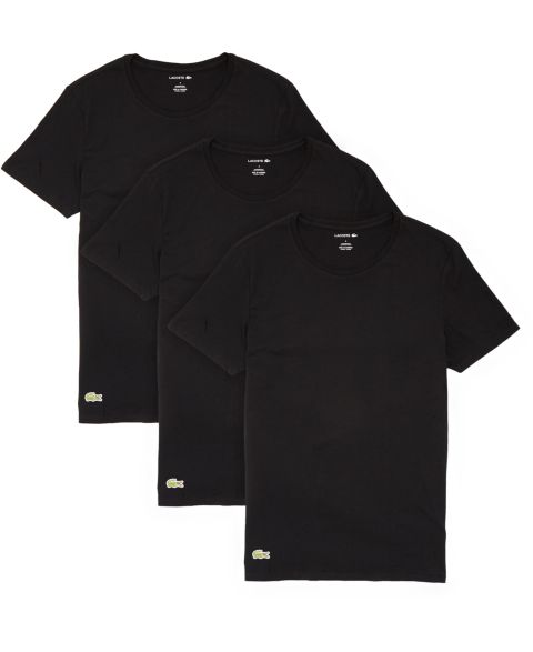 Бельё Undershirts для мужчин, круглый вырез, хлопок, 3 шт. — Lacoste, цвет: Чёрный
