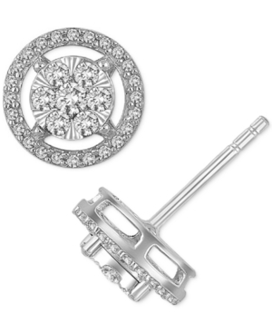 image of Diamond Halo Cluster Stud Earrings (1/2 ct. t.w.) in 14k White Gold