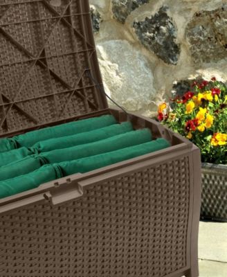 Suncast DBW9200 99 Gallon Outdoor Resin Patio Storage Chest with Handles, Mocha