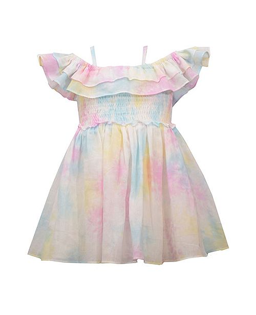 Bonnie Baby Baby Girls Off The Shoulder Pastel Tie Dye Dress