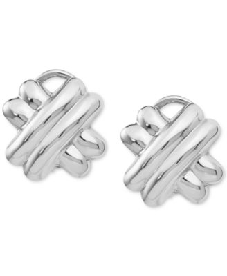 Polished Crisscross Clip-On Earrings