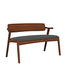 Millie Mid Century Modern Arm Dining Bench with Cherry Wood Back