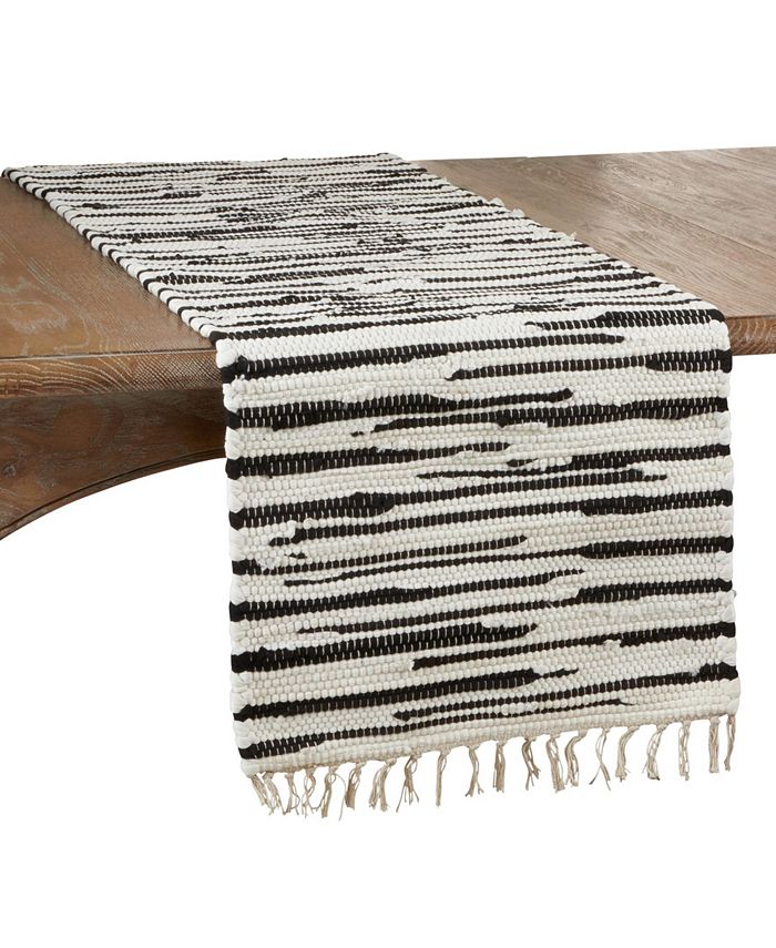 Saro Lifestyle Zebra Chindi Runner - Black - 16 x 72