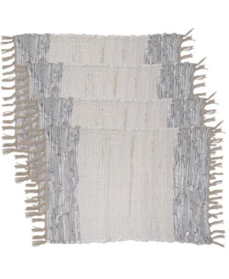 Striped Leather Chindi Placemat Set of 4