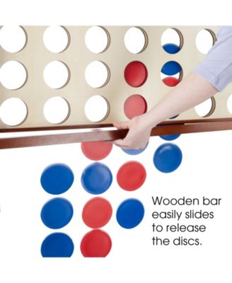 Hey Play 4-In-A-Row - Giant Classic Wooden Game For Indoor And Outdoor Play, 2 Player Strategy And Skill Fun Backyard Lawn Toy For Kids And Adults