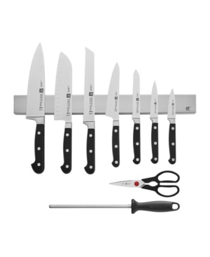 J.a. Henckels Professional S 10 Piece Knife Set With 17.5" Stainless Magnetic Knife Bar In Black