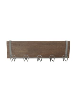 Vintage-like Living Wall Mount 5-Hook Wood Shelf