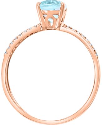 Aquamarine (1-1/16 ct. t.w.) & Diamond (1/20 ct. t.w.) Crisscross Statement Ring in 14k Rose Gold