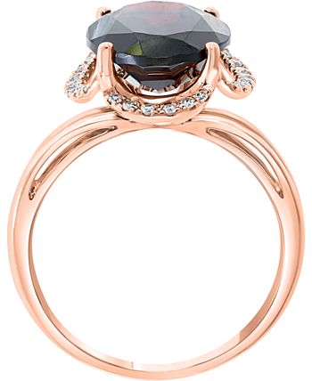 LALI Jewels - Garnet (7-5/8 ct. t.w.) & Diamond (1/6 ct. t.w.) Statement Ring in 14k Rose Gold