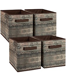 Storage Cube Wood Basket Bin, Set of 4