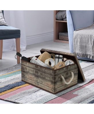 2-Pack Rustic Wood Pattern Storage Box Set